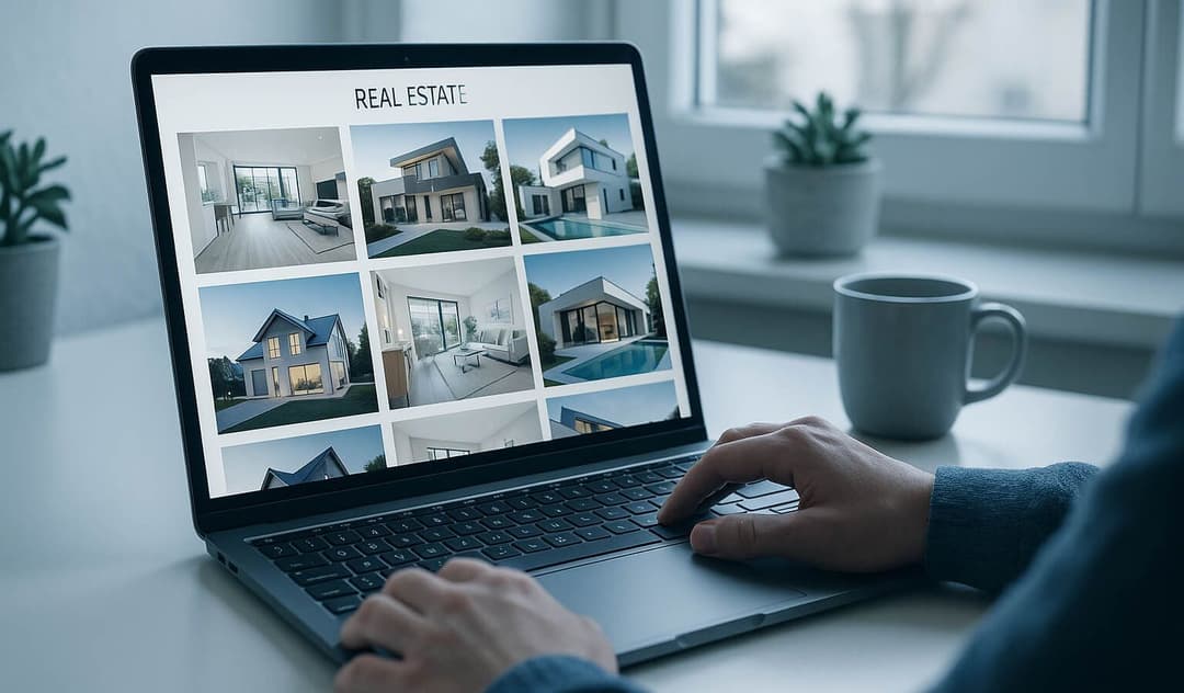 laptop, nieruchomości, AI personalizacja ofert nieruchomości