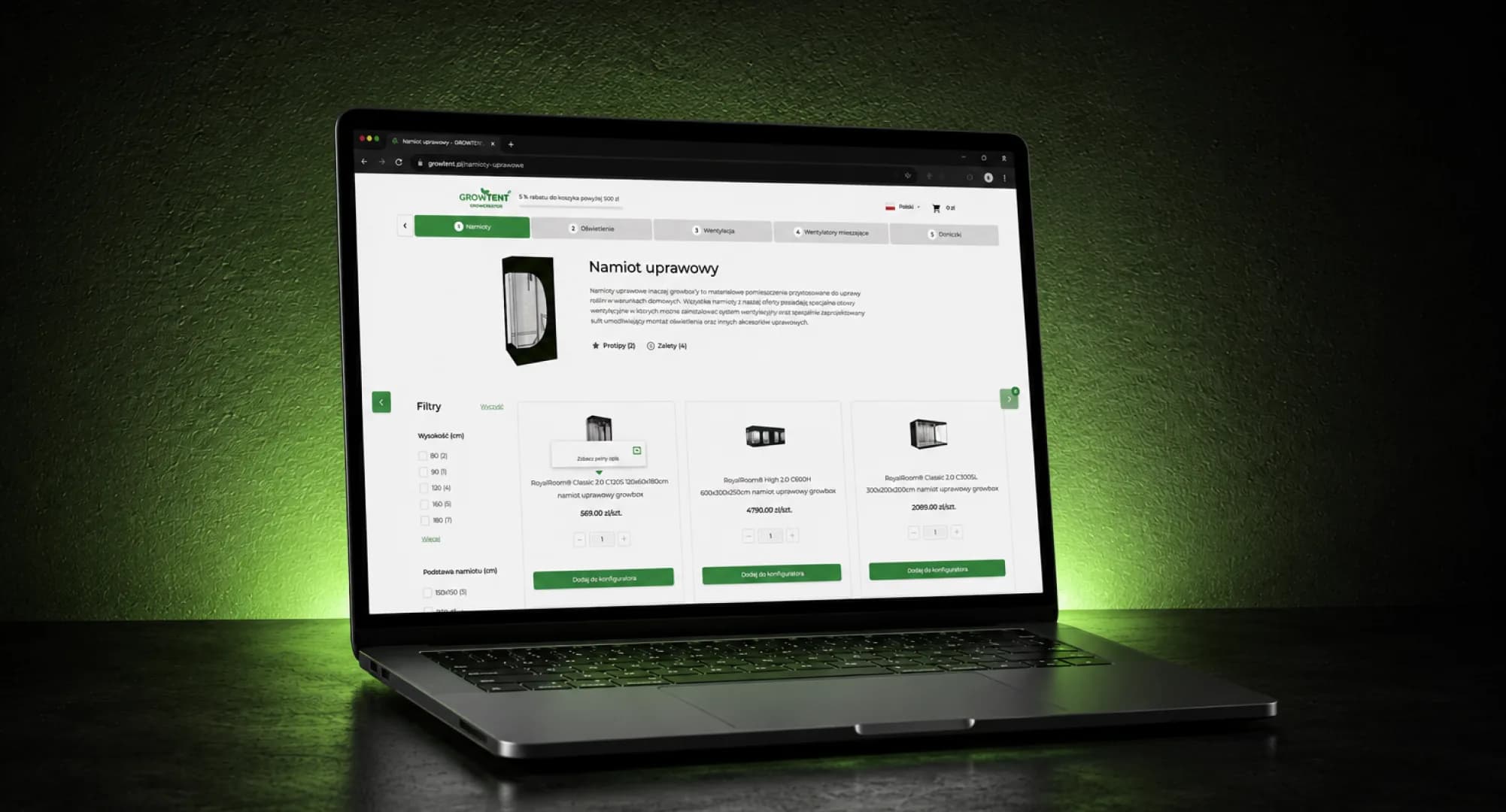 Konfigurator growbox, który sam dobiera sprzęt i wypełnia koszyk