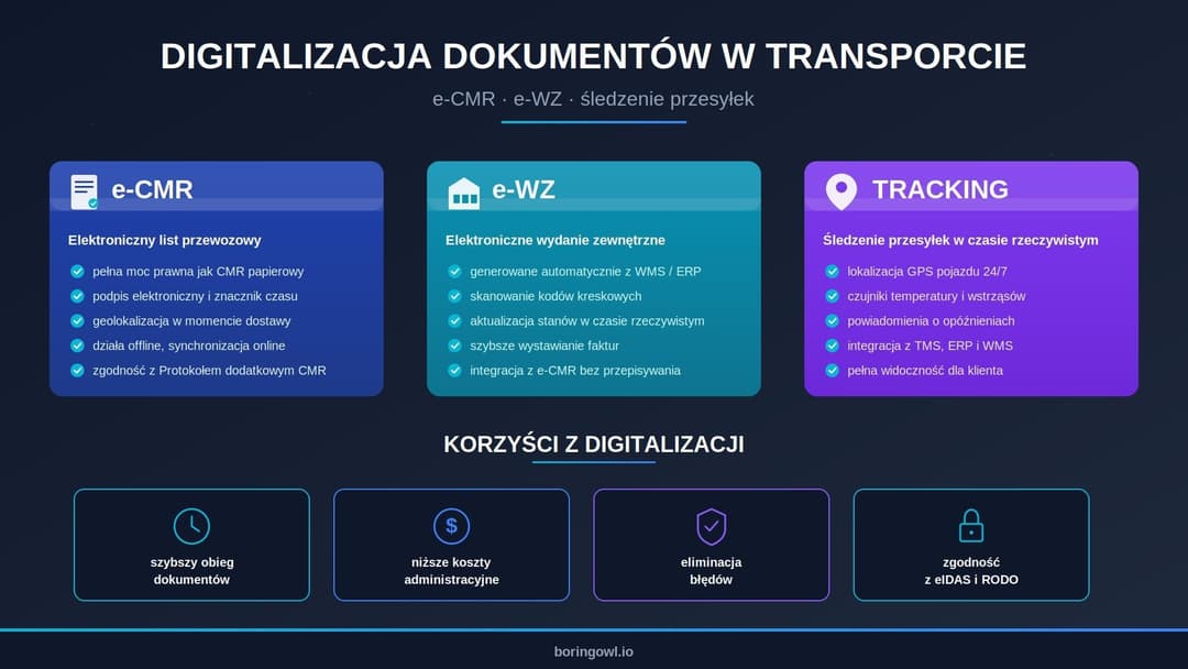Digitalizacja dokumentów w transporcie infografika
