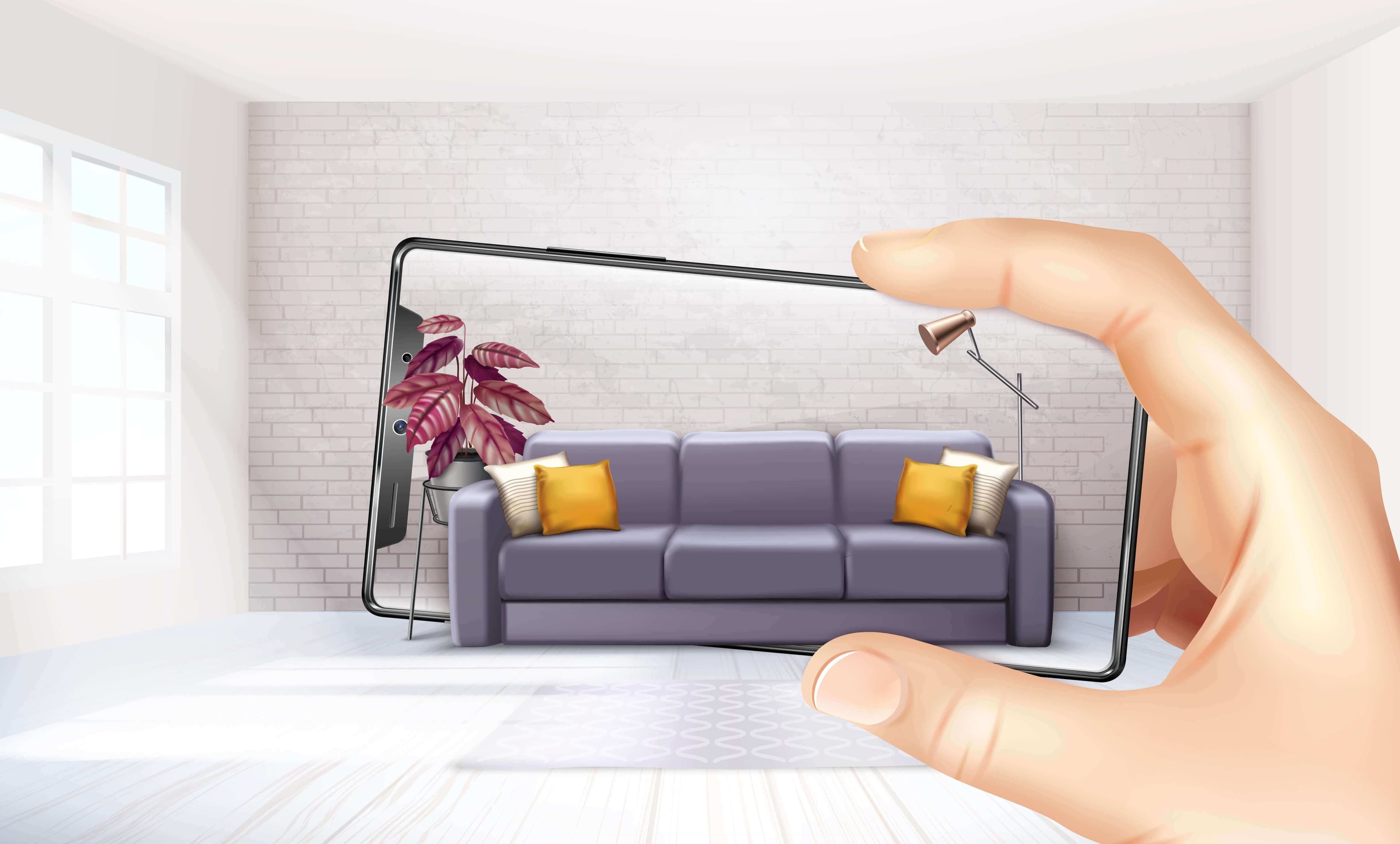 konfigurator mebli, wizualizacja kanapy z augmented reality