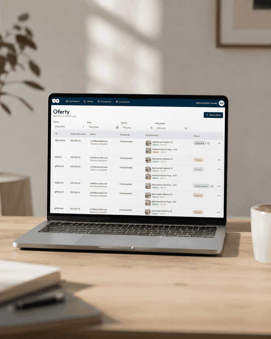 oferty w panelu ofertowym BlueApart