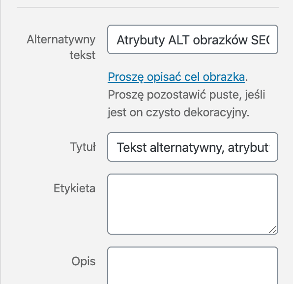 seo alt obrazków