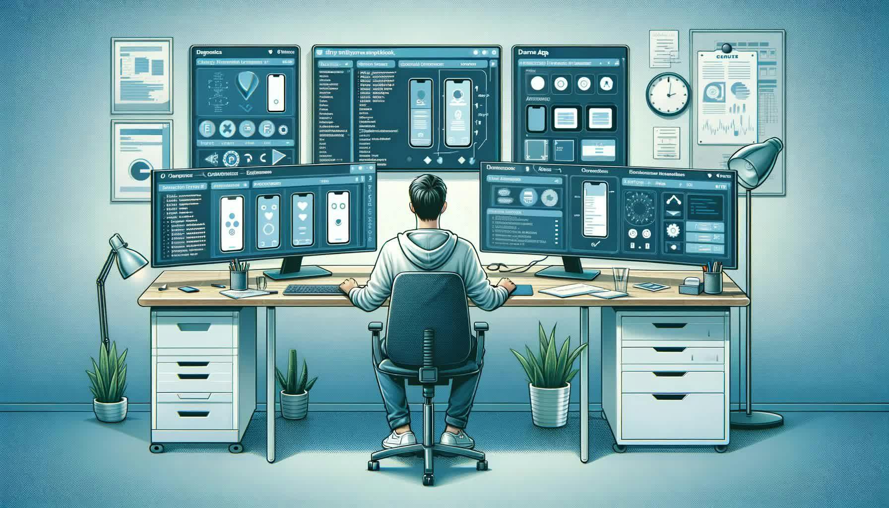 osoba używająca komputera, Emulatory w testowaniu aplikacji mobilnych