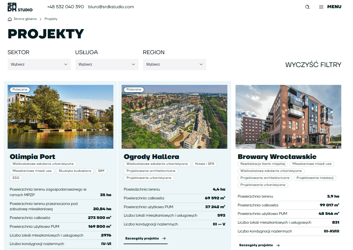 SRDK Studio, projekty