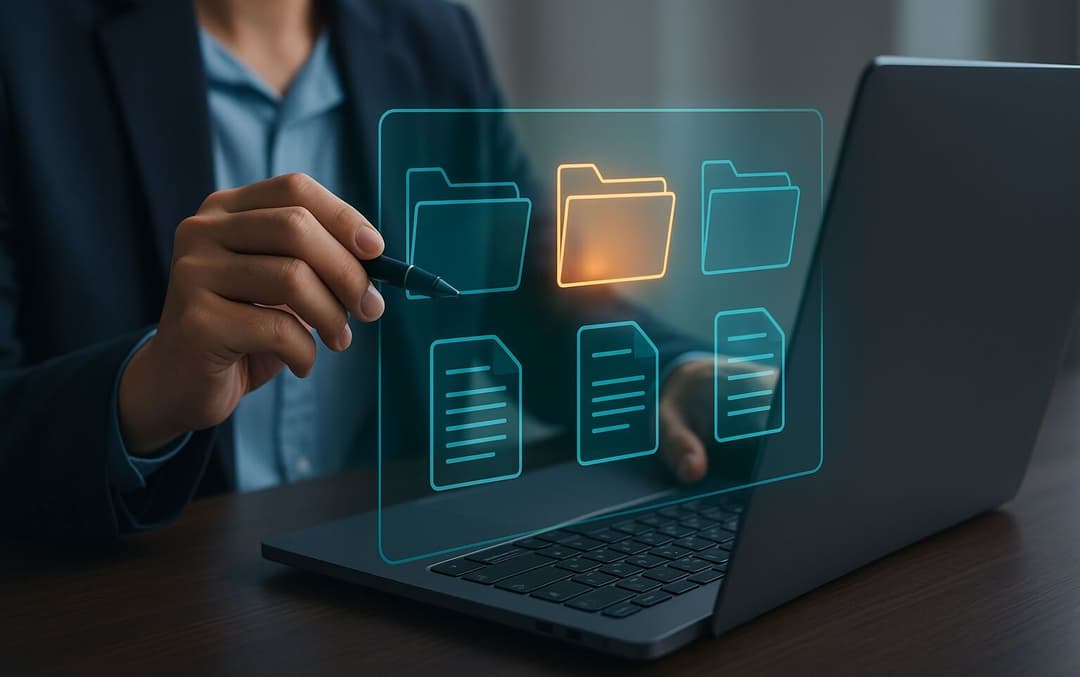 foldery, laptop, Real Estate Document Management System